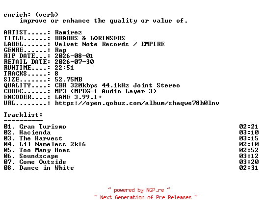 NFO for the release Ramirez-BRABUS_and_LORINSERS-EP-WEB-2026-ENRiCH by ENRiCH