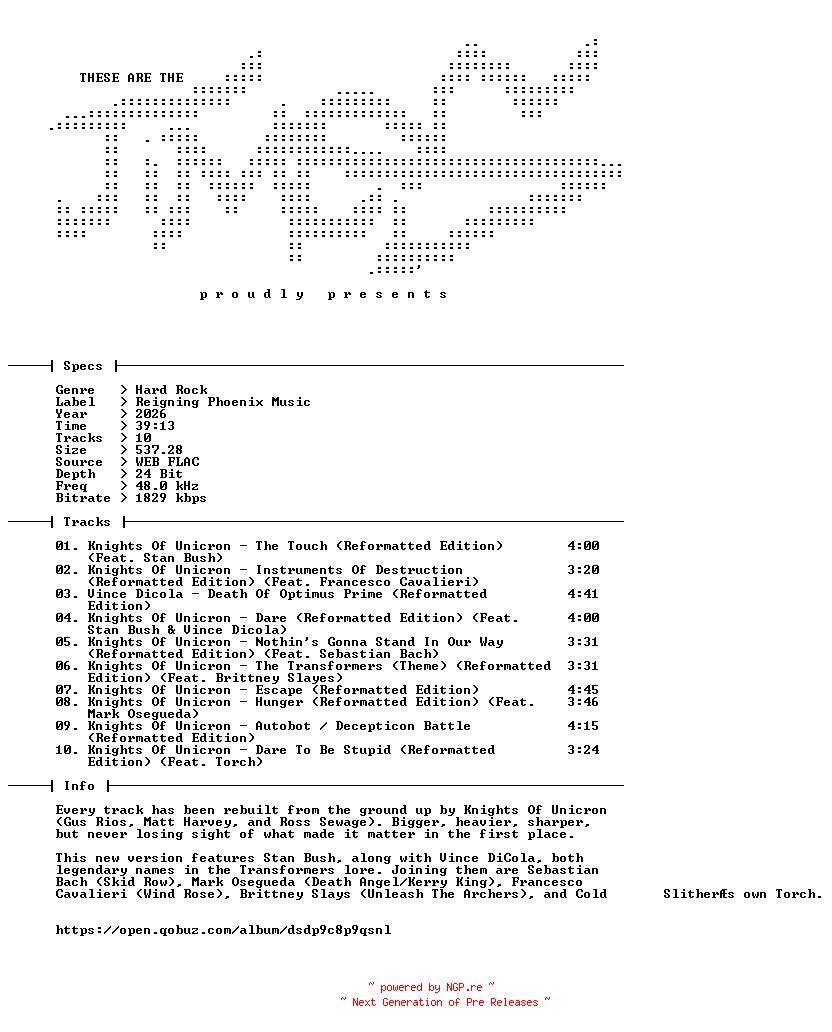 NFO for the release Knights_Of_Unicron-The_Transformers_The_Movie_The_Soundtrack_The_Reformatted_Edition-OST-24BIT-WEB-FLAC-2026-TiMES by TiMES