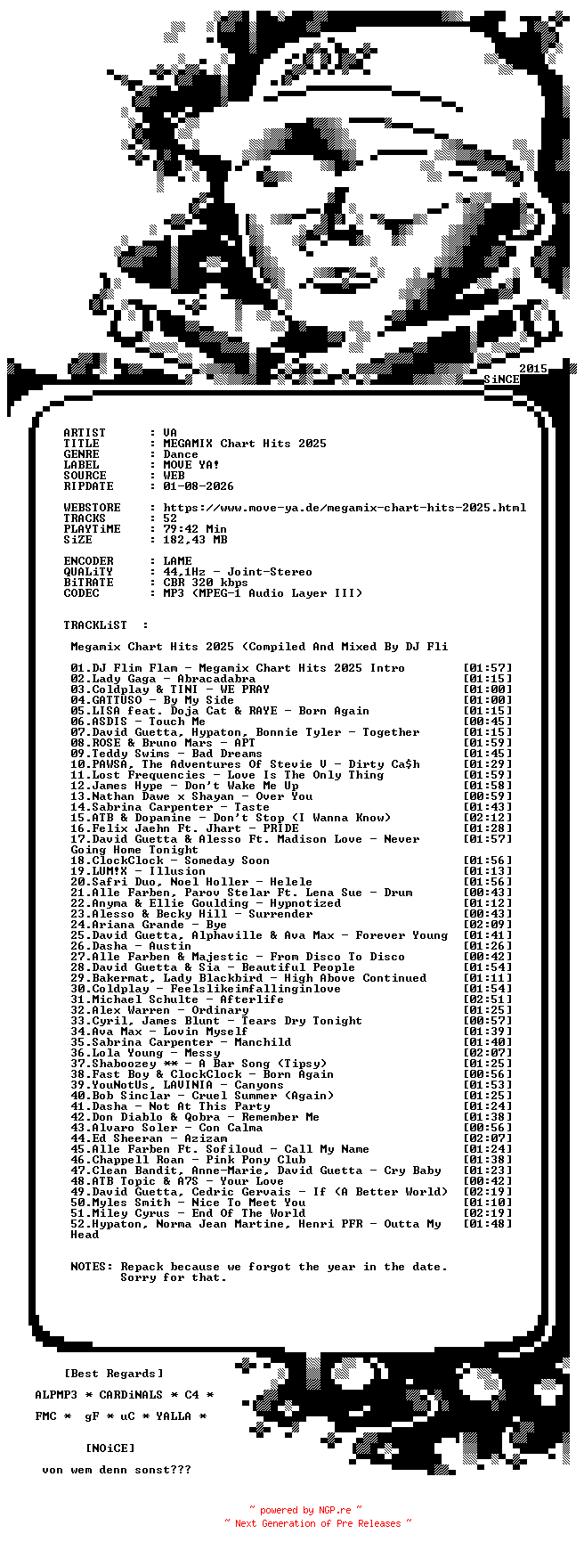 NFO for the release VA_-_Megamix_Chart_Hits_2025_(Compiled_And_Mixed_By_DJ_Flim_Flam)-REPACK-WEB-2025-NOiCE by NOiCE