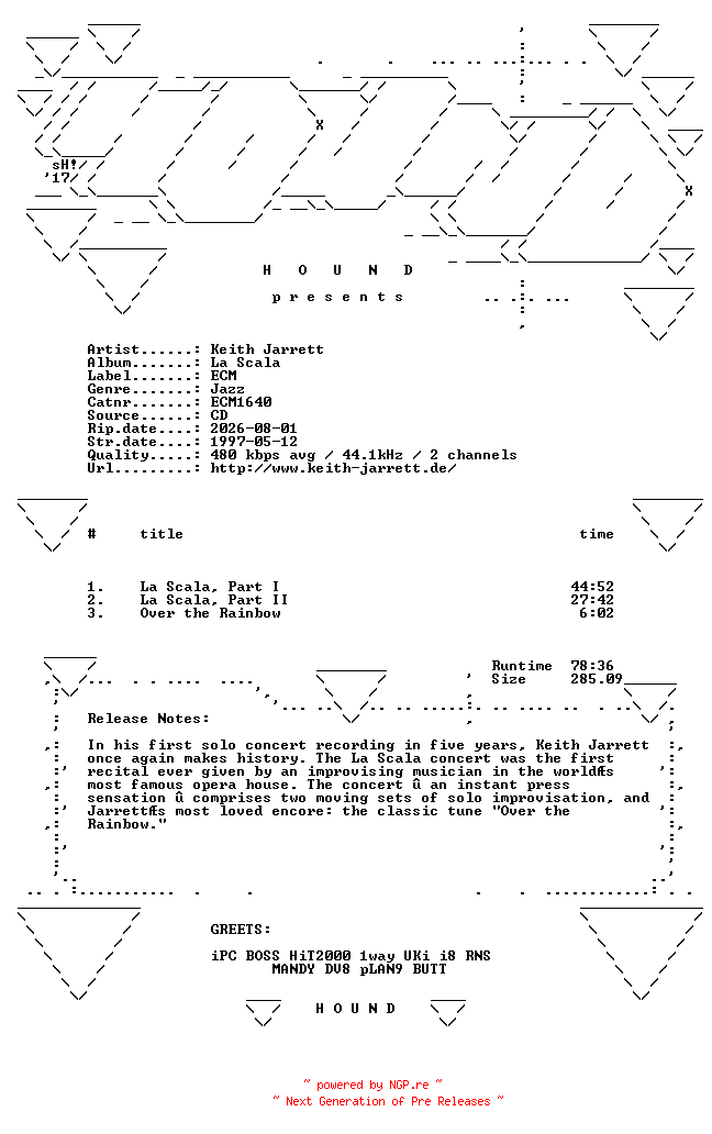 NFO for the release Keith_Jarrett-La_Scala-(ECM1640)-CD-FLAC-1997-HOUND by HOUND