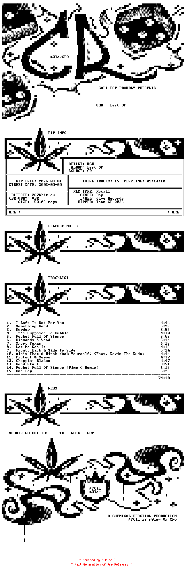 NFO for the release UGK-Best_Of-2003-CR_INT by CR_INT
