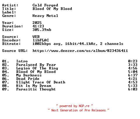 NFO for the release Cold_Forged-Blood_Of_My_Blood-16BIT-WEB-FLAC-2025-VEXED by VEXED