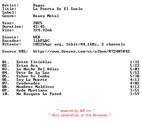 NFO for the release Dagas-La_Puerta_En_El_Suelo-ES-16BIT-WEB-FLAC-2025-VEXED by VEXED