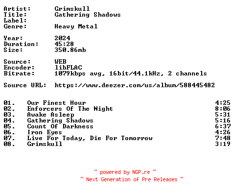 NFO for the release Grimskull-Gathering_Shadows-16BIT-WEB-FLAC-2024-VEXED by VEXED