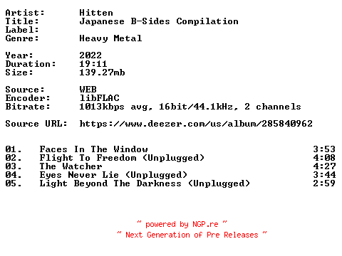 NFO for the release Hitten-Japanese_B-Sides_Compilation-16BIT-WEB-FLAC-2022-VEXED by VEXED