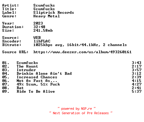 NFO for the release Scumfucks-Scumfucks-16BIT-WEB-FLAC-2023-VEXED by VEXED