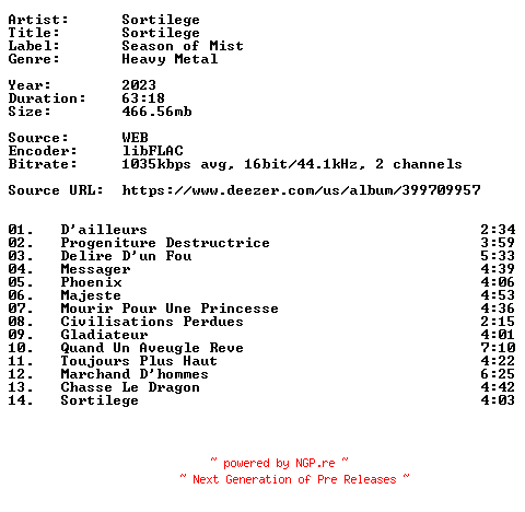 NFO for the release Sortilege-Sortilege-FR-Reissue-16BIT-WEB-FLAC-2023-VEXED by VEXED