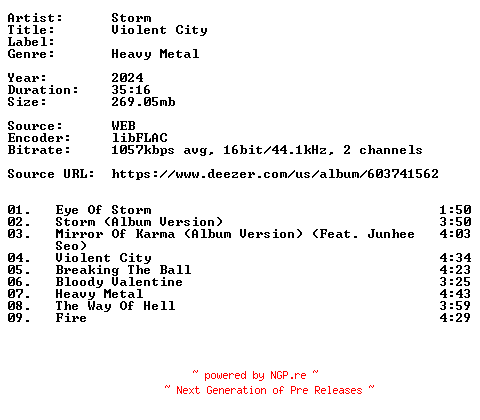 NFO for the release Storm-Violent_City-16BIT-WEB-FLAC-2024-VEXED by VEXED