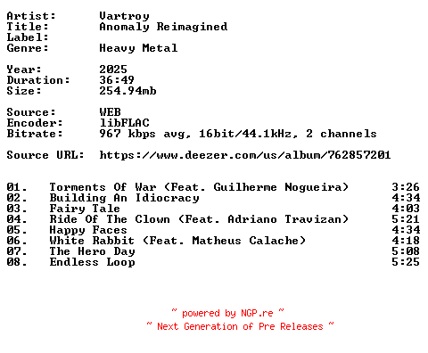 NFO for the release Vartroy-Anomaly_Reimagined-Remastered-16BIT-WEB-FLAC-2025-VEXED by VEXED