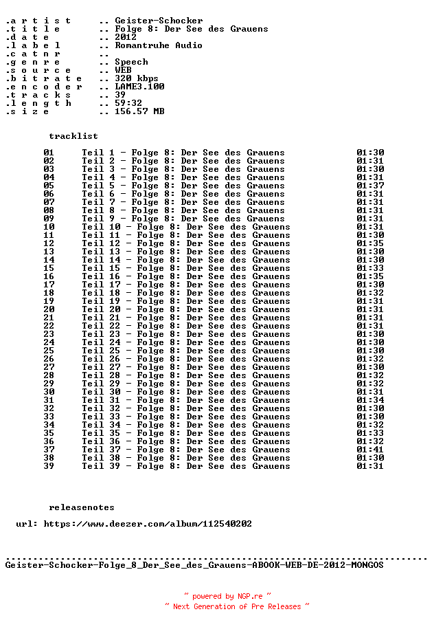 NFO for the release Geister-Schocker-Folge_008_Der_See_des_Grauens-ABOOK-WEB-DE-2012-MONGOS by MONGOS
