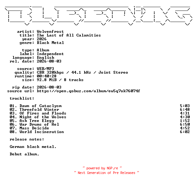NFO for the release Wolvenfrost-The_Last_of_All_Calamities-WEB-2026-BLEEDiNG by BLEEDiNG