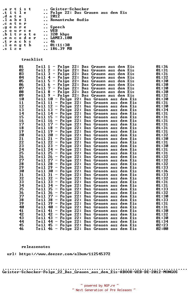 NFO for the release Geister-Schocker-Folge_022_Das_Grauen_aus_dem_Eis-ABOOK-WEB-DE-2012-MONGOS by MONGOS