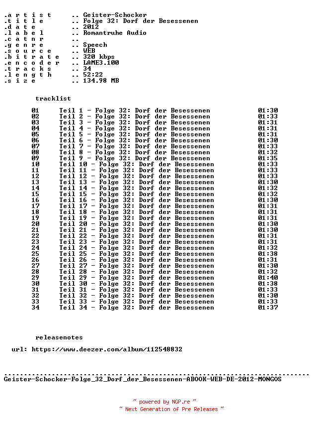 NFO for the release Geister-Schocker-Folge_032_Dorf_der_Besessenen-ABOOK-WEB-DE-2012-MONGOS by MONGOS