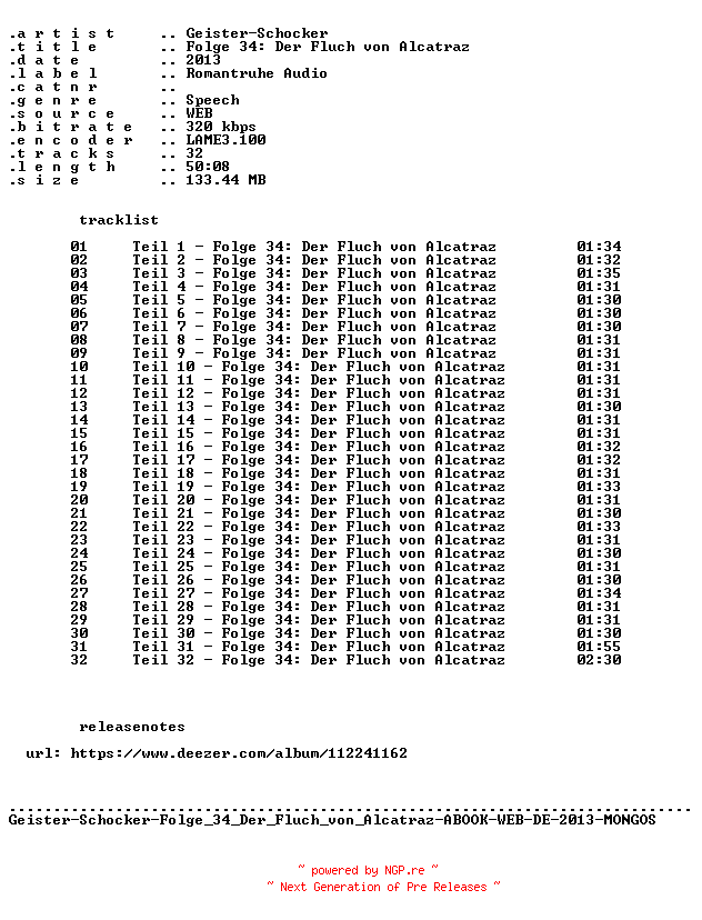 NFO for the release Geister-Schocker-Folge_034_Der_Fluch_von_Alcatraz-ABOOK-WEB-DE-2013-MONGOS by MONGOS