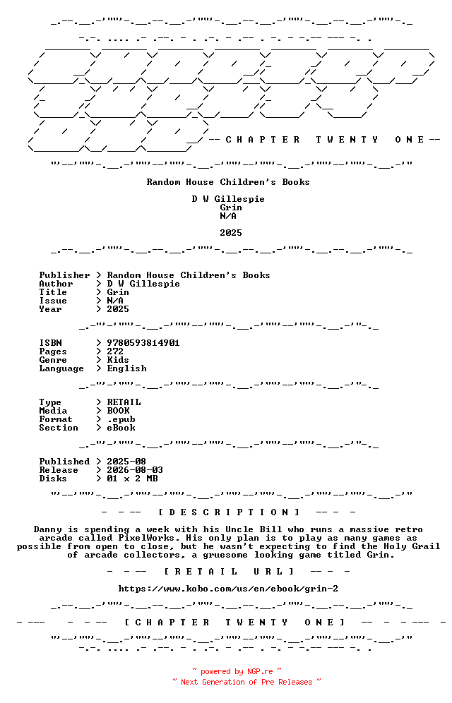 NFO for the release D.W.Gillespie.-.Grin.2025.RETAIL.EPUB.eBook-CTO by CTO