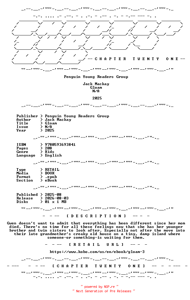 NFO for the release Jack.Mackay.-.Gloam.2025.RETAIL.EPUB.eBook-CTO by CTO