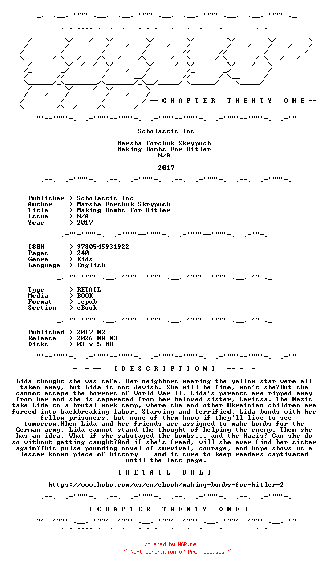 NFO for the release Marsha.Forchuk.Skrypuch.-.Making.Bombs.For.Hitler.2017.RETAIL.EPUB.eBook-CTO by CTO
