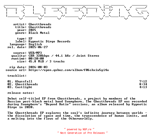 NFO for the release Ghostthreads-Ghostthreads-EP-WEB-2025-BLEEDiNG by BLEEDiNG