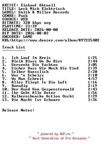 NFO for the release Einkauf_Aktuell-Leck_Mich_Elektrisch-WEB-DE-2026-SDR by SDR