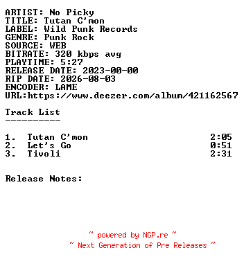 NFO for the release No_Picky-Tutan_Cmon-WEB-2023-SDR by SDR