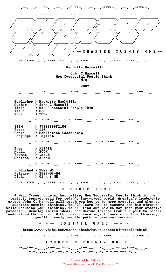 NFO for the release John.C.Maxwell.-.How.Successful.People.Think.2009.RETAIL.EPUB.eBook-CTO by CTO