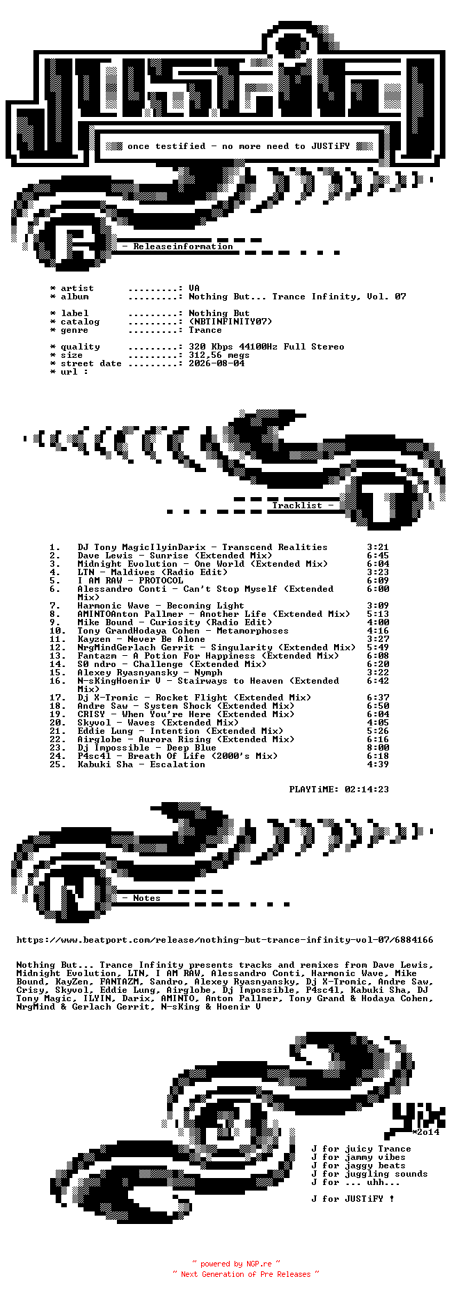 NFO for the release VA-Nothing_But..._Trance_Infinity_Vol._07-(NBTINFINITY07)-WEB-2026-JUSTiFY by JUSTiFY
