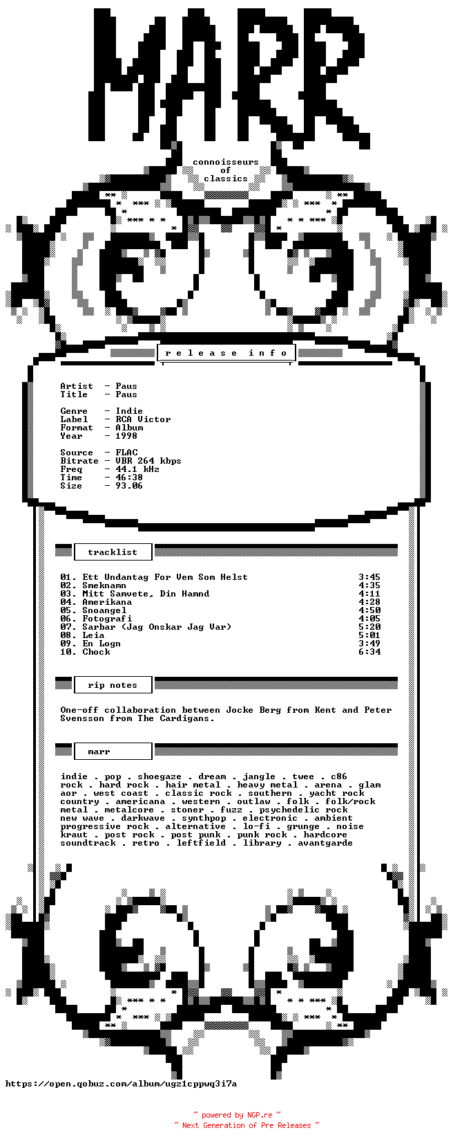 NFO for the release Paus-Paus-WEB-SE-1998-MARR_INT by MARR_INT