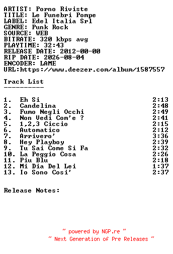 NFO for the release Porno_Riviste-Le_Funebri_Pompe-WEB-IT-2012-SDR by SDR