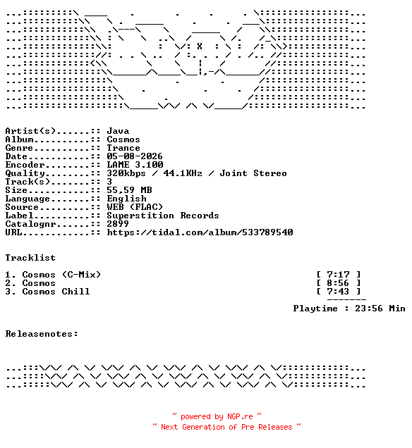 NFO for the release Java-Cosmos-2899-REMASTERED-WEB-2026-WAV by WAV