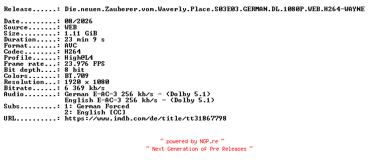 NFO for the release Die.neuen.Zauberer.vom.Waverly.Place.S03E03.GERMAN.DL.1080P.WEB.H264-WAYNE by WAYNE