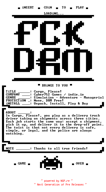 NFO for the release Cargo.Please-FCKDRM by FCKDRM