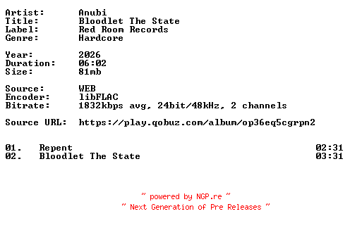 NFO for the release Anubi-Bloodlet_The_State-24BIT-WEB-FLAC-2026-VEXED by VEXED