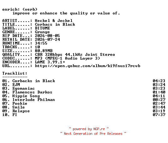 NFO for the release Heckel_and_Jeckel-Corbacs_in_Black-WEB-2026-ENRiCH by ENRiCH