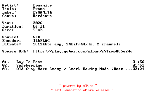NFO for the release Dynamite-Promo-24BIT-WEB-FLAC-2026-VEXED by VEXED