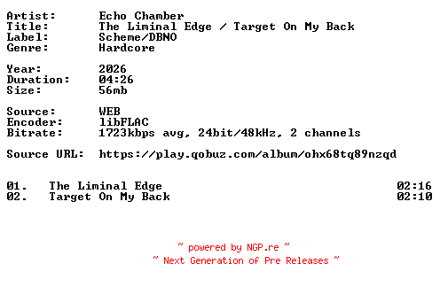NFO for the release Echo_Chamber-The_Liminal_Edge_Target_On_My_Back-24BIT-WEB-FLAC-2026-VEXED by VEXED