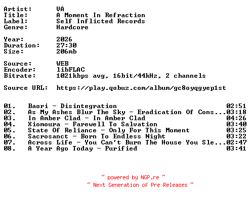 NFO for the release VA-A_Moment_In_Refraction-16BIT-WEB-FLAC-2026-VEXED by VEXED