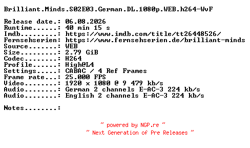 NFO for the release Brilliant.Minds.S02E03.German.DL.1080p.WEB.h264-WvF by WvF