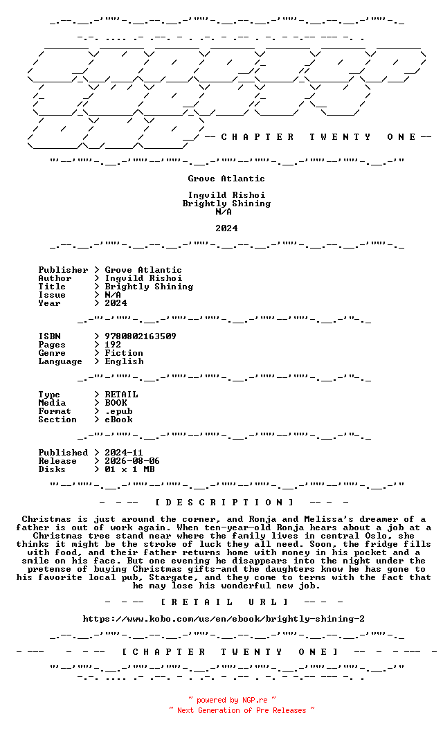 NFO for the release Ingvild.Rishoi.-.Brightly.Shining.2024.RETAIL.EPUB.eBook-CTO by CTO