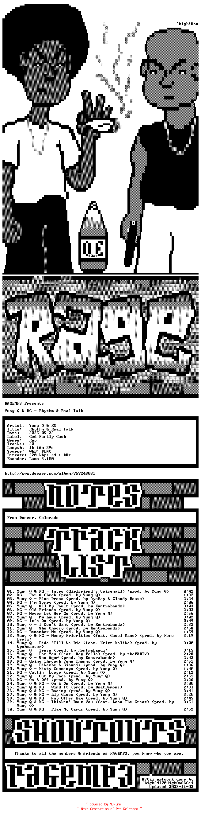 NFO for the release Yung_Q_And_KG-Rhythm_And_Real_Talk-WEB-2025-RAGEMP3 by RAGEMP3