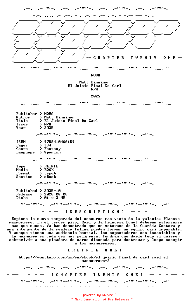 NFO for the release Matt.Dinniman.-.El.Juicio.Final.De.Carl.2025.SPANISH.RETAIL.EPUB.eBook-CTO by CTO