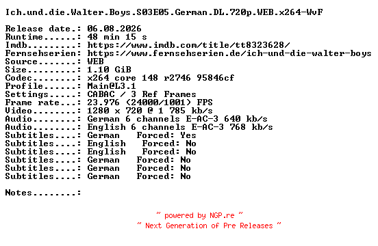 NFO for the release Ich.und.die.Walter.Boys.S03E05.German.DL.720p.WEB.x264-WvF by WvF