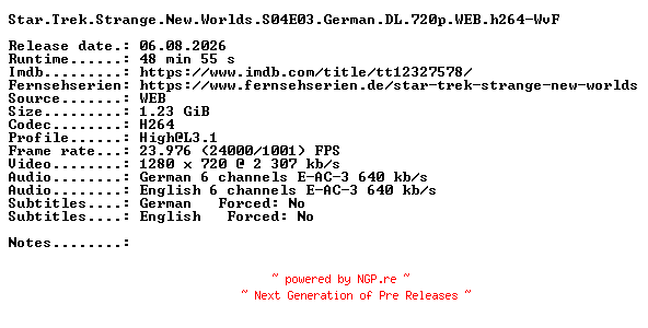NFO for the release Star.Trek.Strange.New.Worlds.S04E03.German.DL.720p.WEB.h264-WvF by WvF