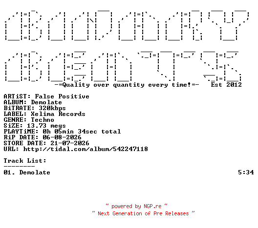 NFO for the release False_Positive-Demolate-(XR705)-SINGLE-WEB-2026-BB by BB