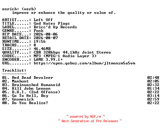 NFO for the release Left_Off-God_Hates_Flags-WEB-2026-ENRiCH by ENRiCH