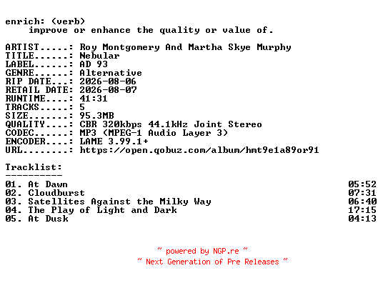 NFO for the release Roy_Montgomery_And_Martha_Skye_Murphy-Nebular-WEB-2026-ENRiCH by ENRiCH