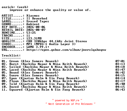 NFO for the release Kiasmos-II_Reworked-WEB-2026-ENRiCH by ENRiCH
