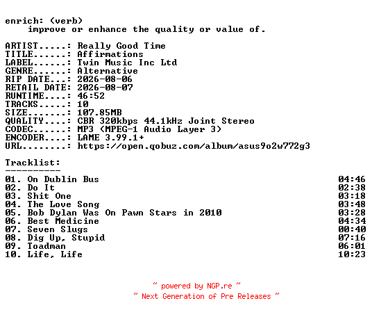 NFO for the release Really_Good_Time-Affirmations-WEB-2026-ENRiCH by ENRiCH