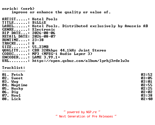 NFO for the release Hotel_Pools-BiLLiE-WEB-2026-ENRiCH by ENRiCH