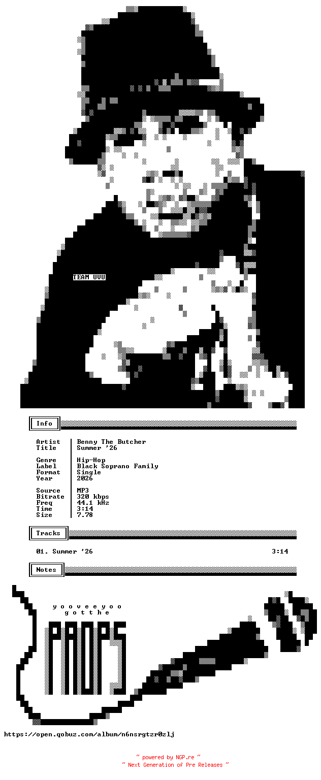 NFO for the release Benny_The_Butcher-Summer_26-Single-WEB-2026-UVU by UVU