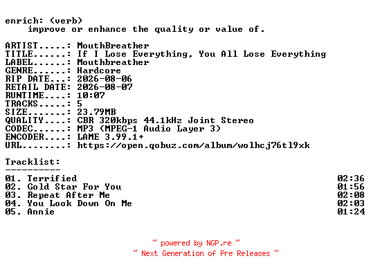 NFO for the release MouthBreather-If_I_Lose_Everything_You_All_Lose_Everything-EP-WEB-2026-ENRiCH by ENRiCH